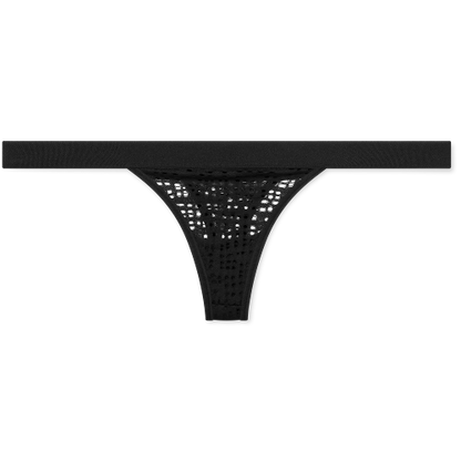 Eyelet Lace Thong in Black
