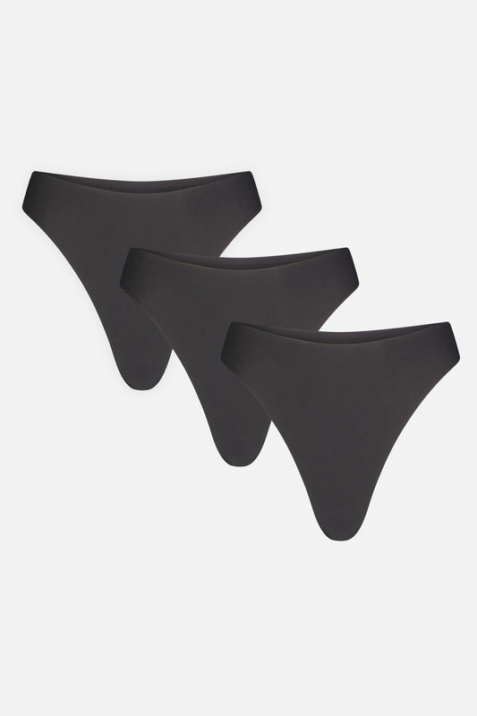 Base High Thong in Black (Pack)