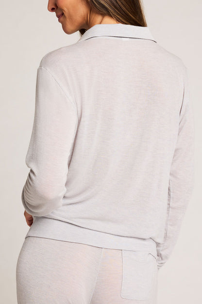 Fino Featherweight Cashmere Polo in Heather Grey