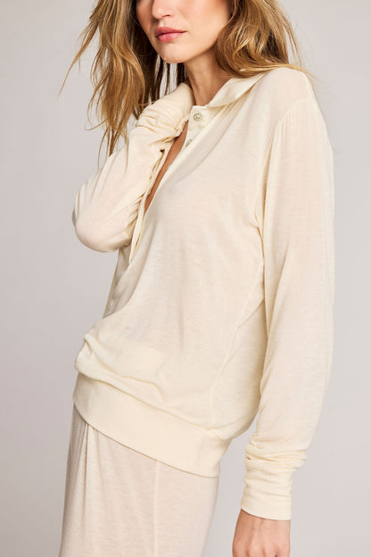 Fino Featherweight Cashmere Polo in Cream
