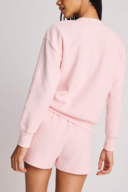Waffle Knit Deep V in Shell