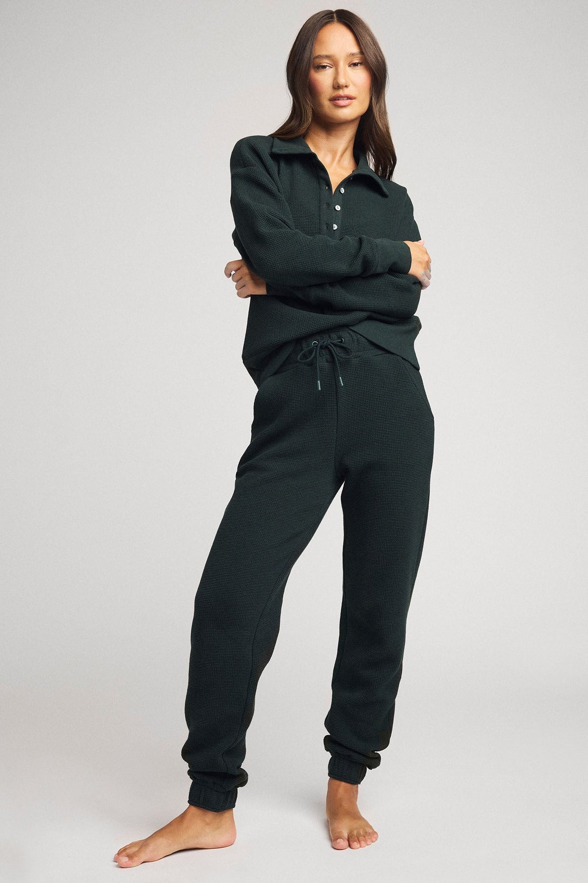 Waffle Knit Jogger in Cypress