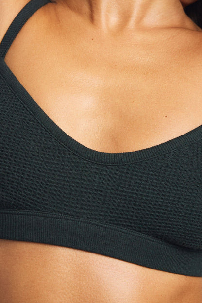 Waffle Knit Lounge Bralette in Cypress