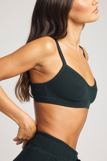 Waffle Knit Lounge Bralette in Cypress