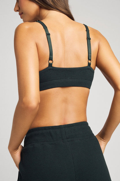 Waffle Knit Lounge Bralette in Cypress