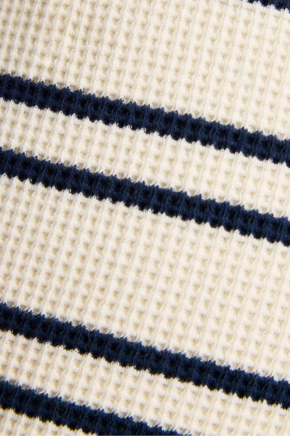 Waffle Knit Cropped Track Pant in Sailor