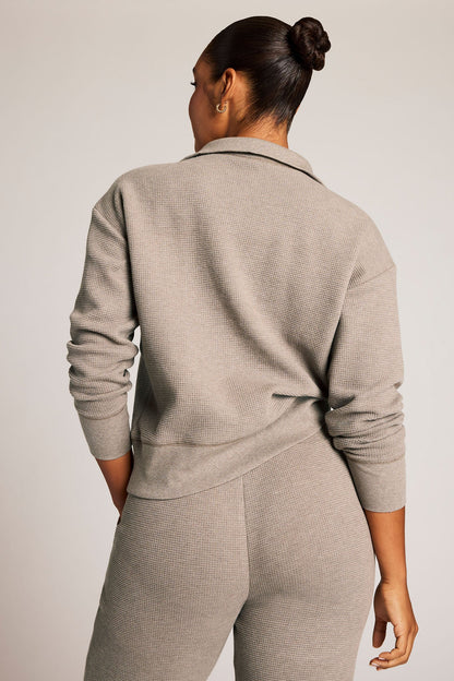 Waffle Knit Pullover in Mink