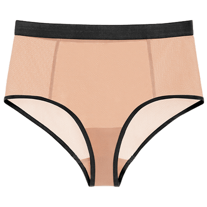 Sieve High-Waist Brief in Buff + Black