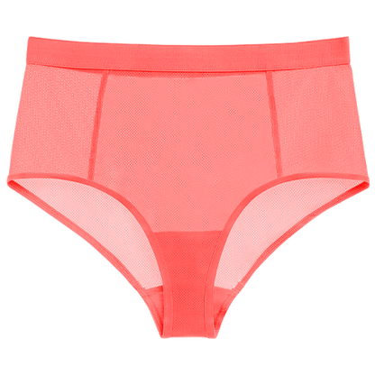Sieve High-Waist Brief in Coral