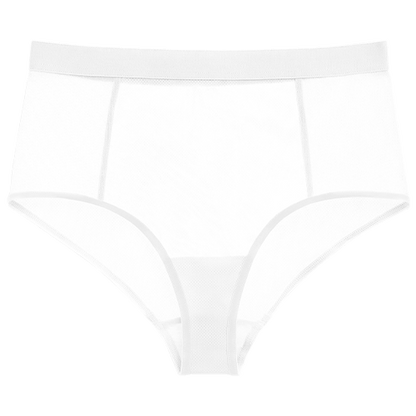 Sieve High-Waist Brief in White
