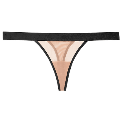 Sieve Thong in Buff + Black