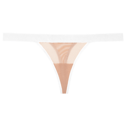Sieve Thong in Buff + White