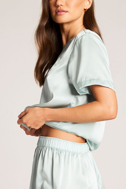 Eclipse Washable Silk V-Top in Mist