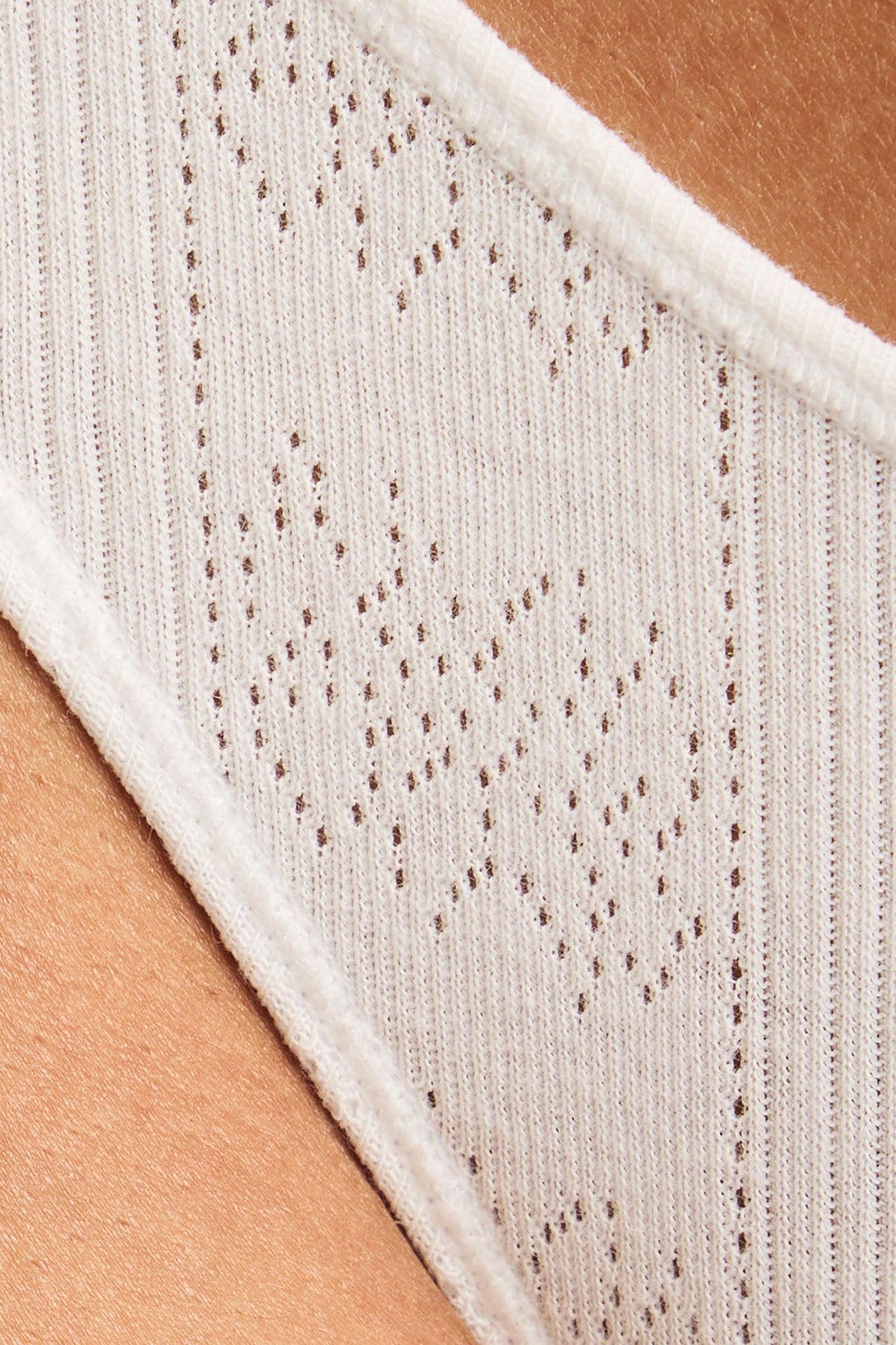 Pointelle Dipped Thong in White