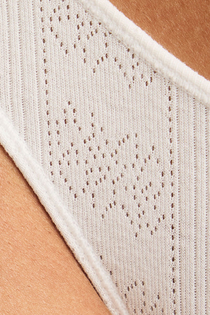 Pointelle Dipped Thong in White